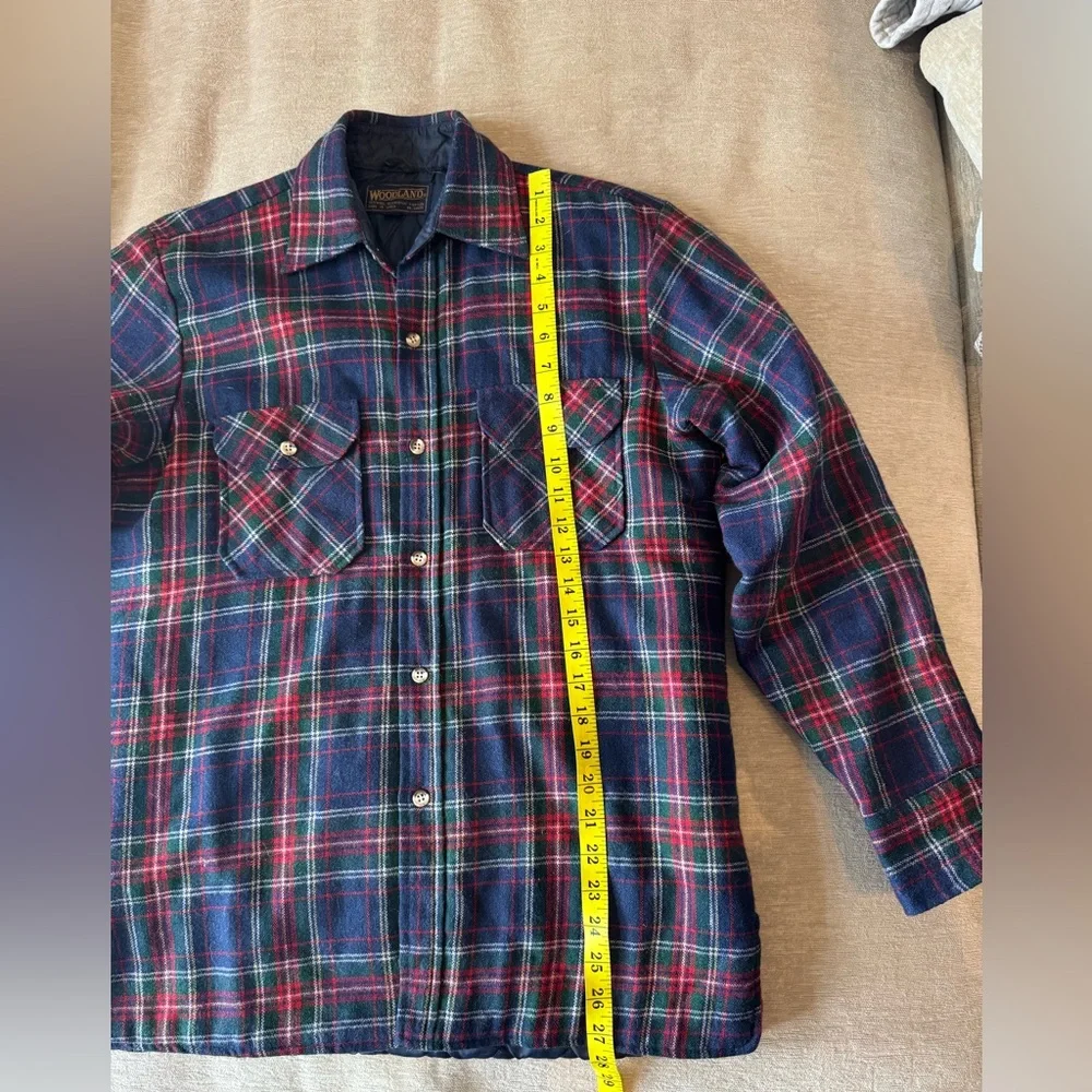 Woodland Vintage Plaid Wool Blend Quilted Shirt Jacket Men’s Small